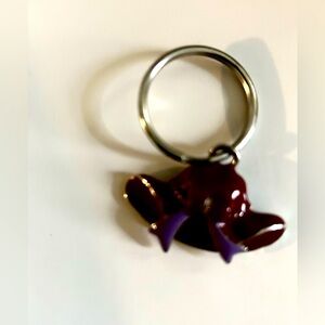 Ladies Red Hat keychain with purple bow bag charm